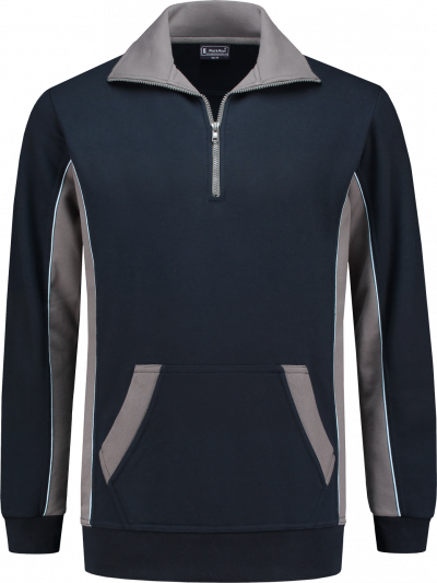 2702-H-Front-WorkMan-Professional-Workwear-Bi-Colour-Zipper-Sweater-NAVY-GRIJS